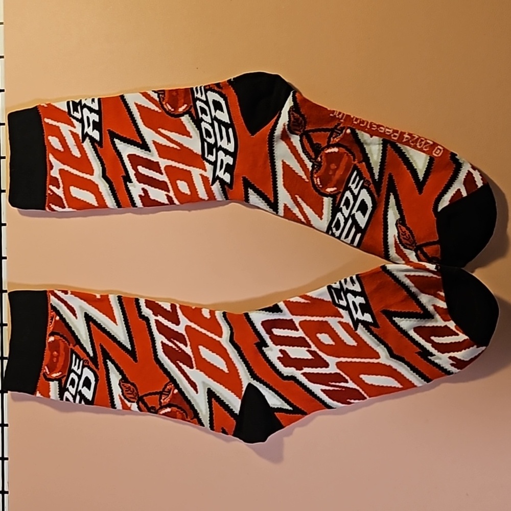 Mountain Dew Code Red sock